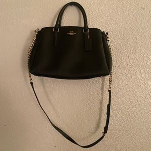 Coach black with gold chain